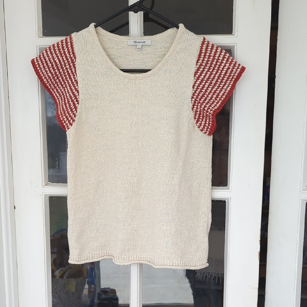 Madewell - Cream and Rust Knit Top